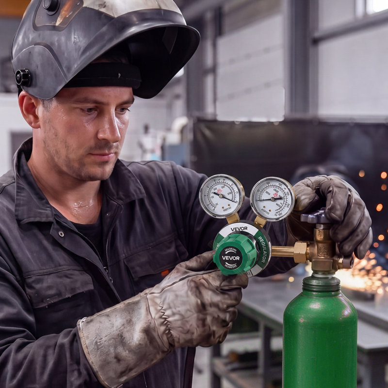 Régulateur d'oxygène, régulateur Oxy précis, jauge de gaz de soudage 0-4000PSI avec connexion d'entrée CGA-540 et connexion de sortie 9/16 "-18 HR, réglage de la poignée du PC