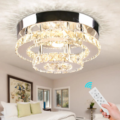 Mini-luminaire suspendu, luminaire suspendu en cristal DEL, luminaire suspendu encastré circulaire à 2 couches, luminaire suspendu moderne