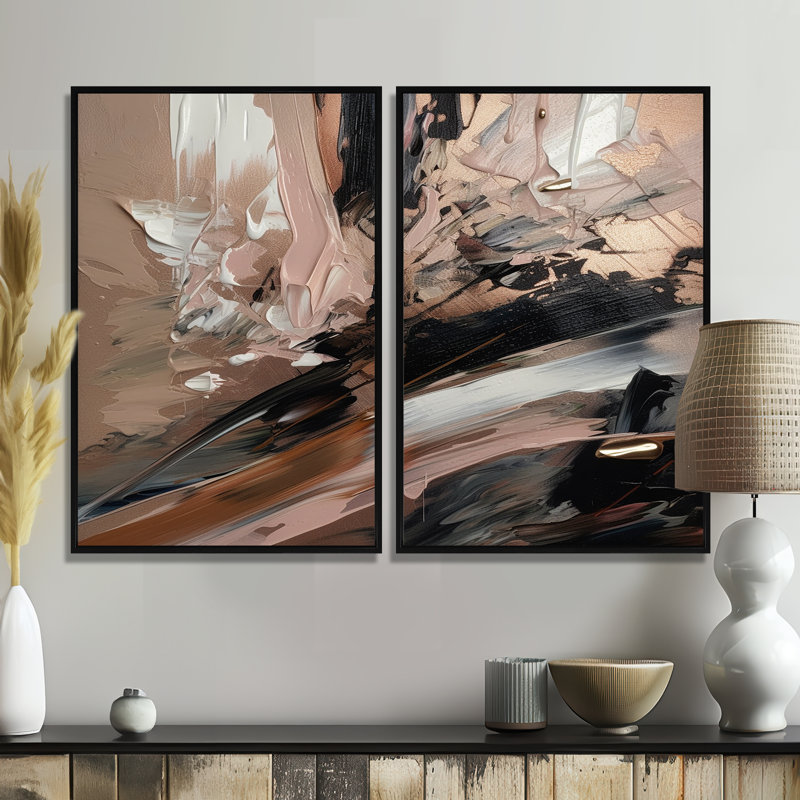 Brun et noir au-delà des limites II - impressions sur toile abstraites, Black, 36" H x 48" W, Framed Print without Mat