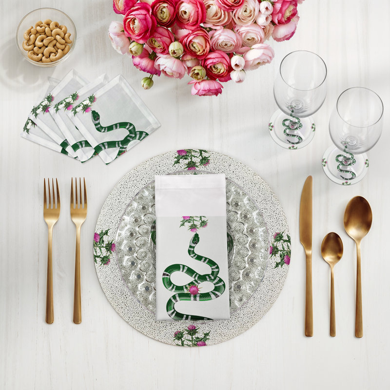 Napperon Thistle and Snake, Blanc rose