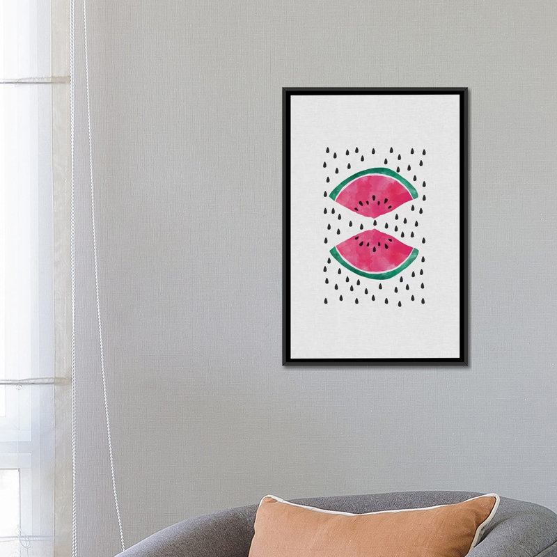 « pastèque slice », impression sur toile, H 60 po x l 40po x P 1,5 po, Toile avec cadre noir, Pas de tapis