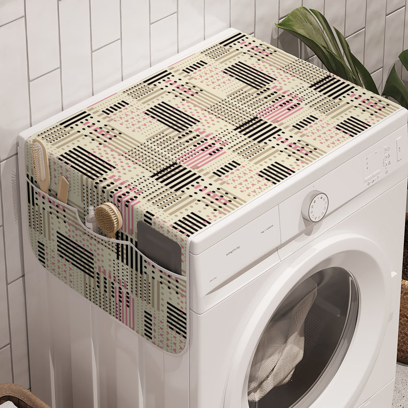 East Urban Home Abstract Washing Machine Organizer Pack of 2 47" x 18.5" Beige Charcoal Grey