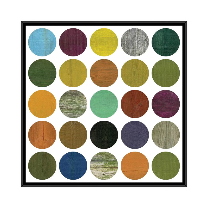 «Rustic Rounds 4.0», impression sur toile, H 18 po x l 18 po x P 1,5 po, Toile avec cadre noir, Pas de tapis