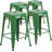 Commercial Grade Metal Counter Height Stool Set Of 4, Backless Indoor/Outdoor Stackable Barstools With Square Seats
