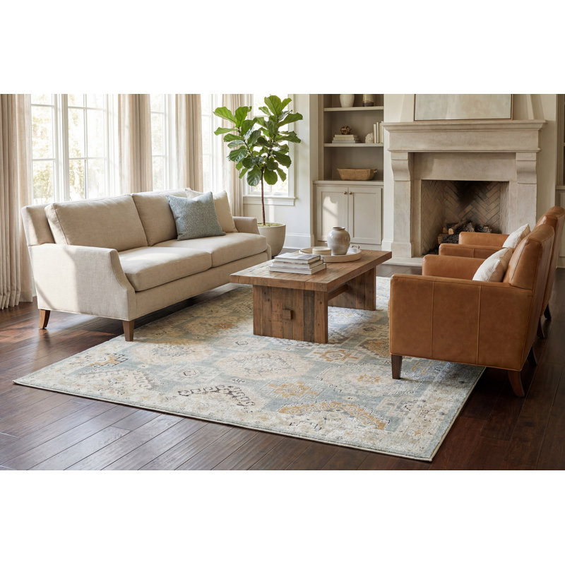ANNALISE 7.10X10.6 7607-581 BLUE/BEIGE/CREAM, Rectangle 7'10" x 10'6"