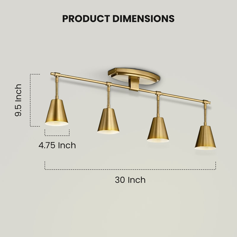Ruby-Jade Four Light Rail Light, Brushed Natural Brass