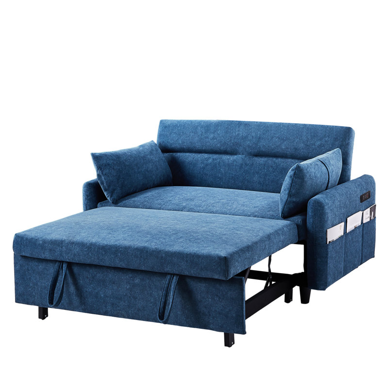 Lit 55,1 "avec poches de rangement et réglable - bleu pour le salon, la chambre à coucher, le bureau escamotable et les ports, appartement 2 coussins,