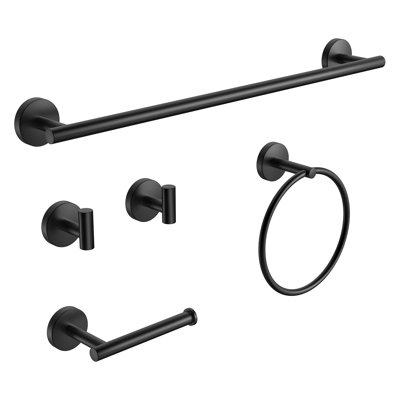 Ensemble de quincaillerie de salle de bain noire en acier inoxydable 5 pièces