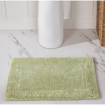Jasmyne Premium 100% Cotton Tufted Reversible Bath Rug, Extra Soft & Super Absorbent, Machine Washable Bathroom Rug for Shower, Tub & Sink Area, 17" x 24", Sage