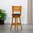 30" Bar Height Slat Back Swivel Stool, Natural Finish, Charcoal Fabric Seat-1245545789