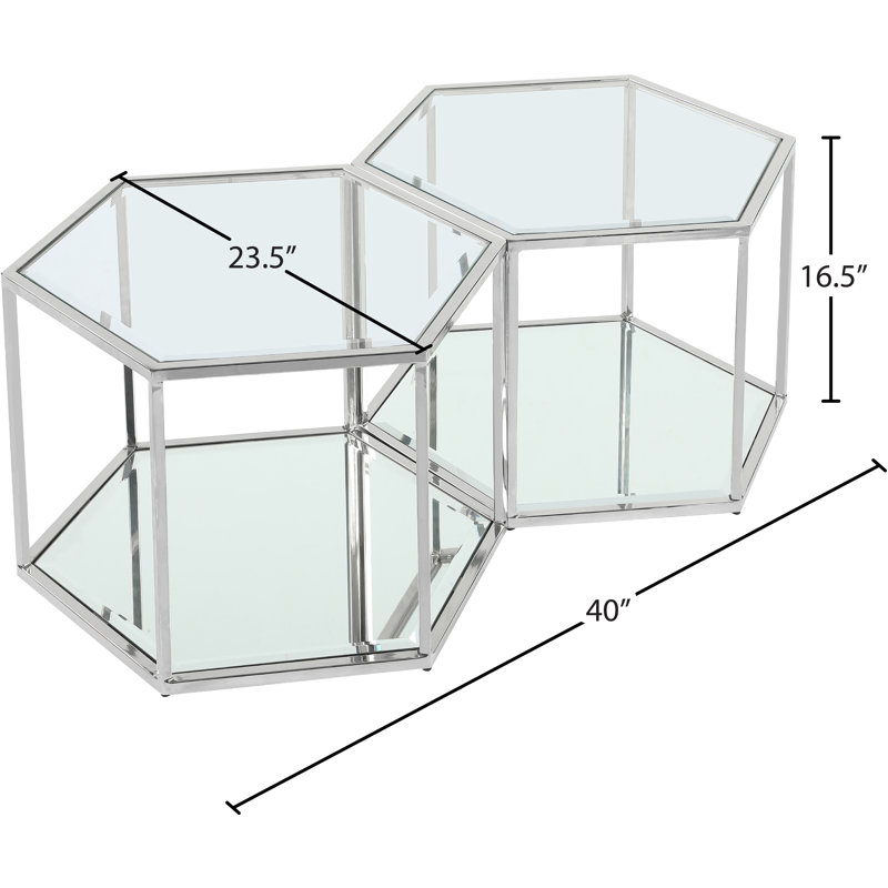 Sei Floor Shelf Coffee Table with Storage, Chrome