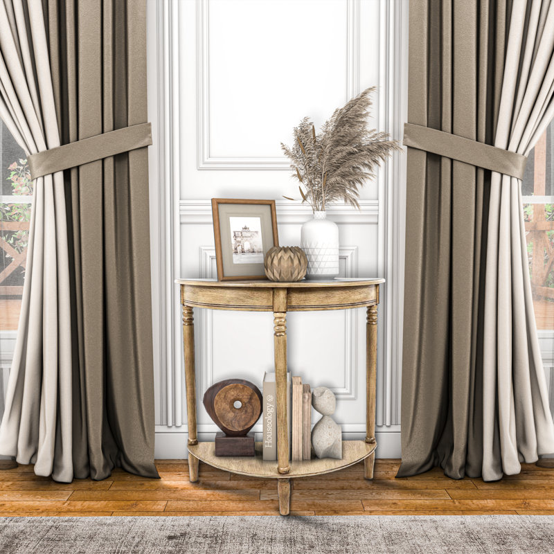 Simplify 28.5" Half Moon Entry Table With Shelf, Small Accent End Table, Brown
