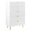 Commode 5 tiroirs Gaines, finition blanche ultrabrillante