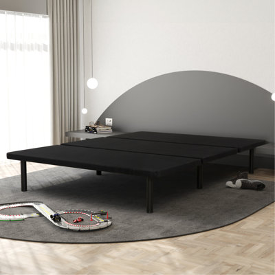 Lit plateforme simple en tissu d'ameublement noir - pour toutes les variétés de chambres à coucher, de chambres d'amis, d'appartements, de dortoirs peu encombrants, de construction et de rangement simple sous le lit