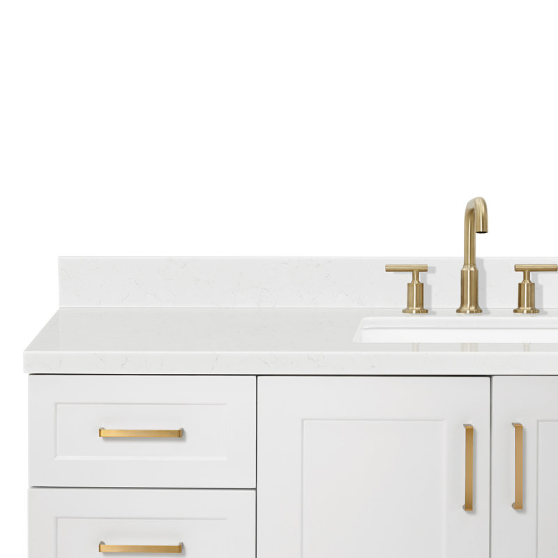 61 IN.  Single Bathroom Vanity, White, Rectangle, Carrara Quartz