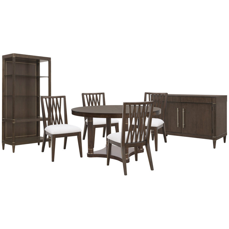 Table de salle à manger Hendrum, 7Pcs:Table,4SideChairs,Server,Etagere