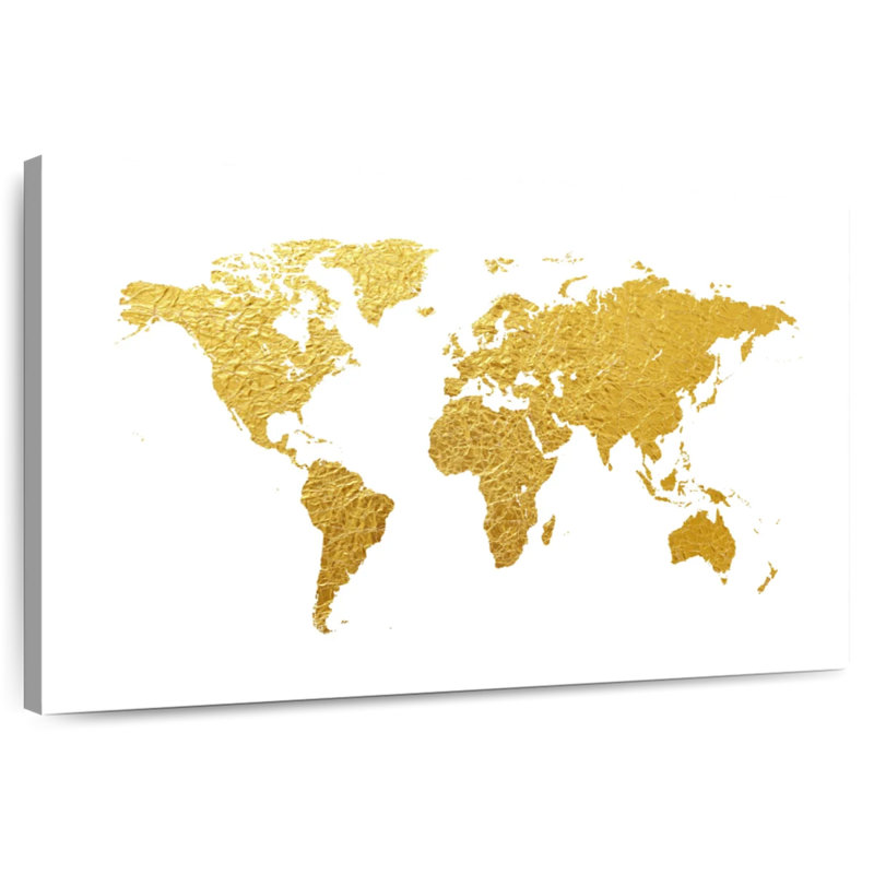 Aliaz World Map Gold Foil I, 30" H x 45" W