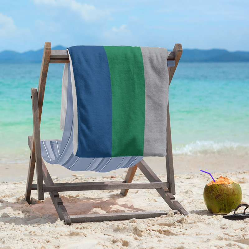 Vancouver Lightweight Beach Towel, Dark Blue/Green/Cool Gray, Poly/Cotton