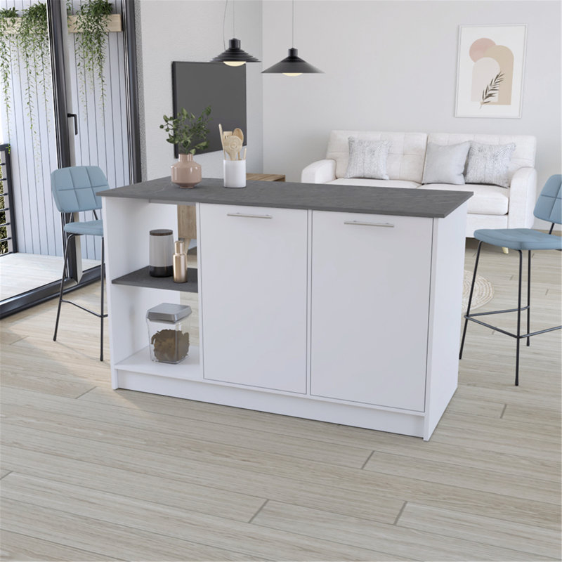 Îlot de cuisine polyvalent avec un rangement abondant et un design élégant, Noir / blanc