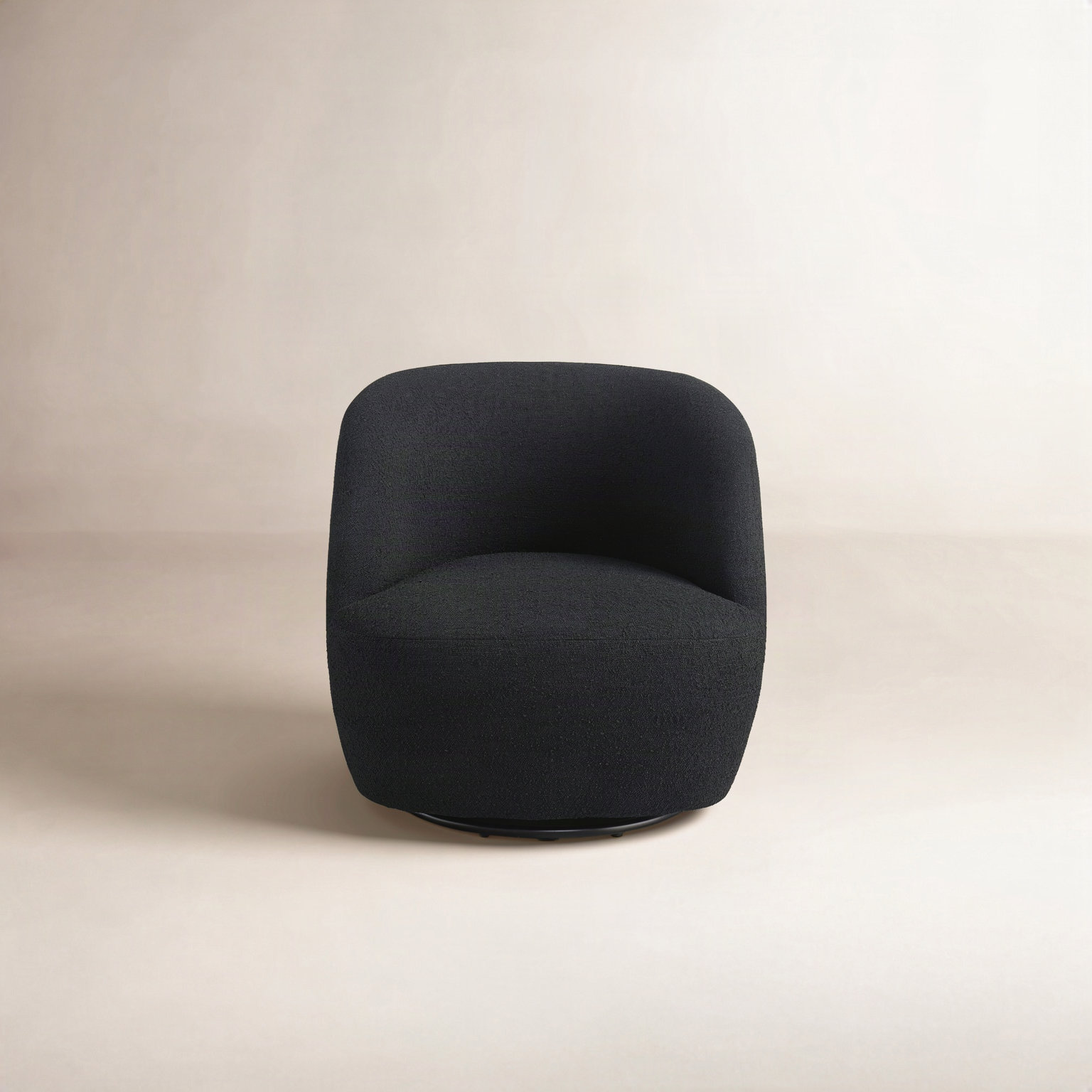 Agridaki Pine Swivel Armchair, Black Polyester