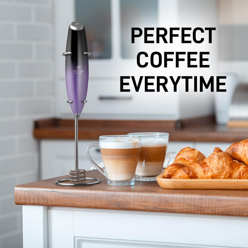 Mousseur à lait Zulay Kitchen Tornado avec 4 piles Duracell Aa, Mauve