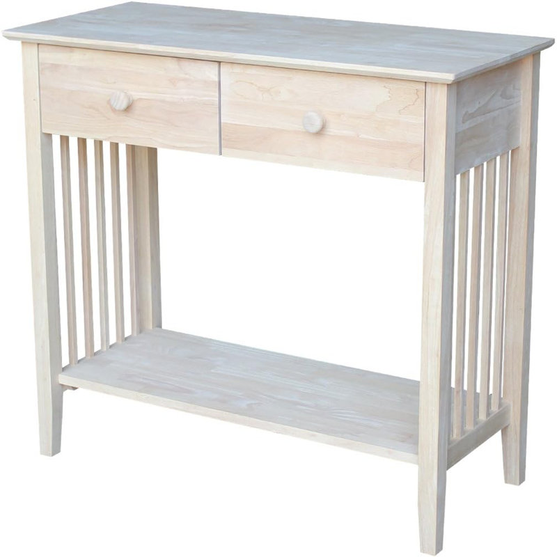 Solid  Server Table With 2 Drawers And Shelf, Unfinished Console Table For Residential Use, Ready To Assemble