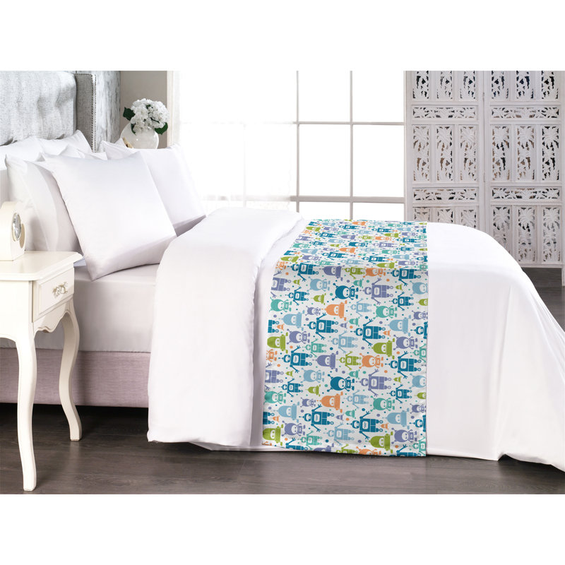 Multicolore Ambesonne Robot Bed Runner, Très grand lit