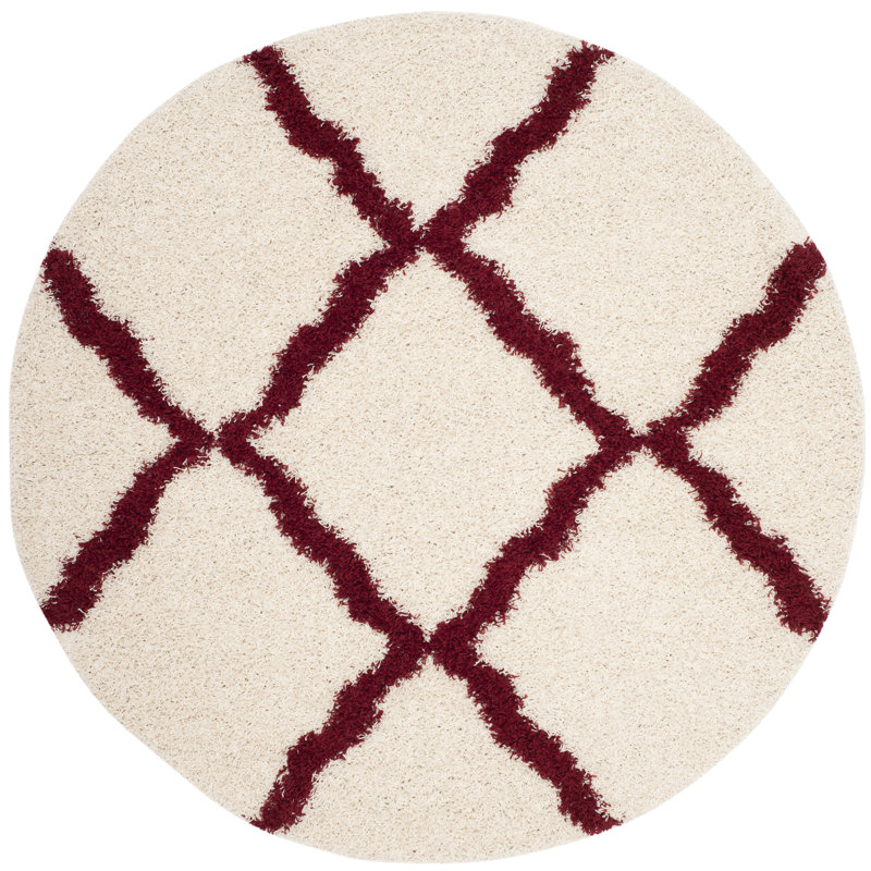 Alonnah Shag Performance Geometric Rug, Round 6', Red