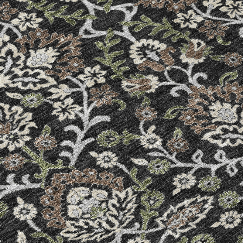 Machine Washable Indoor/Outdoor Chantille ACN2634 Global Rug, 1'8" x 2'6", Black