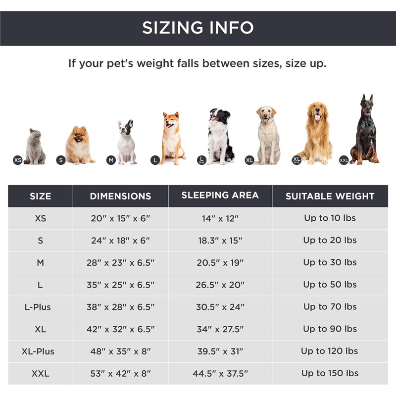 Lit confortable pour chien, H 6,5 po x l 28 po x P 38 po, Gris