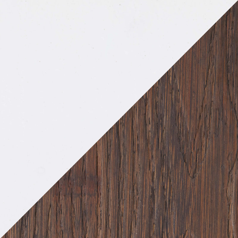 Tabouret de bar carré en métal blanc rétro et bambou grain de bois pressé espresso - ensemble de 2