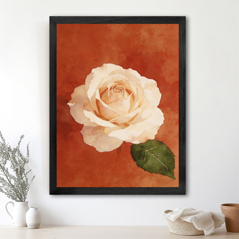 «Black», peinture florale rétro encadrée noire: roses neutres, impression d'art mural, impression sur le thème de la Saint-Valentin