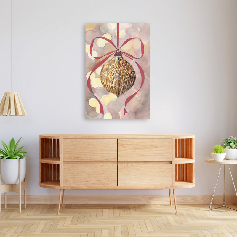 Elegant Christmas Ornament Elegant Abstract Contemporary Winter Wall Art Print by Rosana Laiz Blursbyai - Wrapped Canvas Print