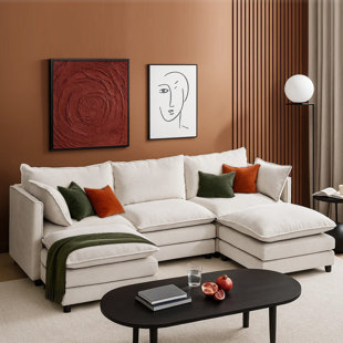 Modern Sectional Sofa Comfy Cloud Couch For Living Room With Ottoman