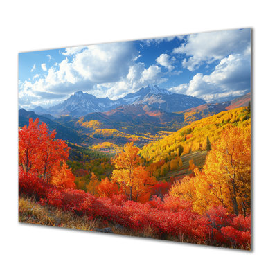 Mountain Panoramic Range In Autumn II - Mountains Metal Wall Art, Traditional Metal Art Print