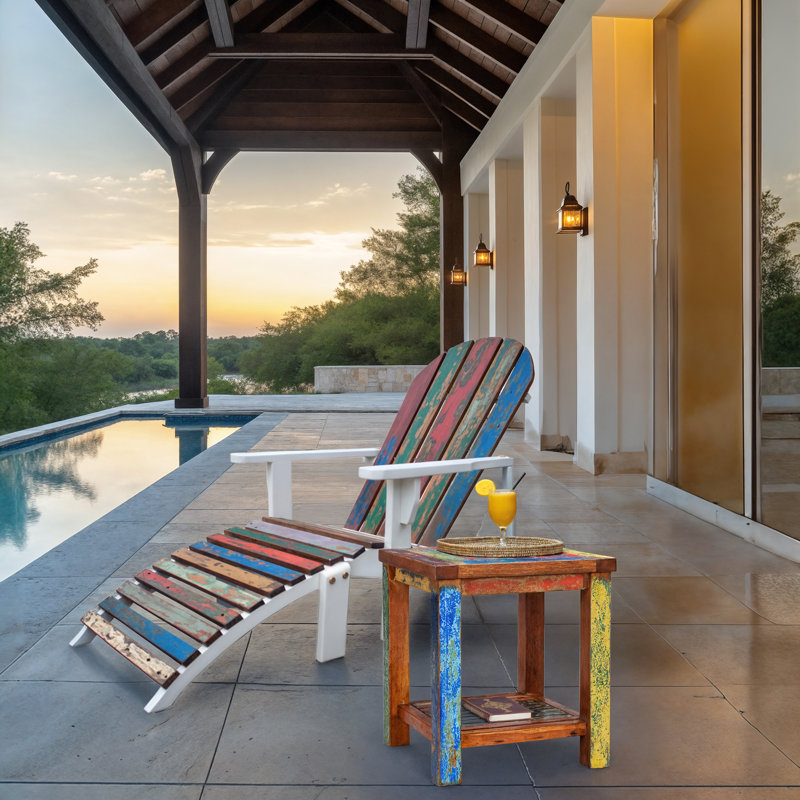 Recycled Boats Adirondack Chair with Footstool
