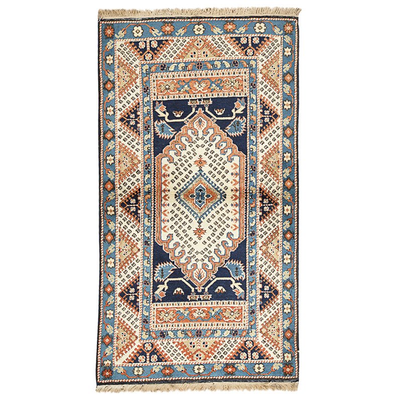 Tapis nef et ivoire noué à la main de haute qualité