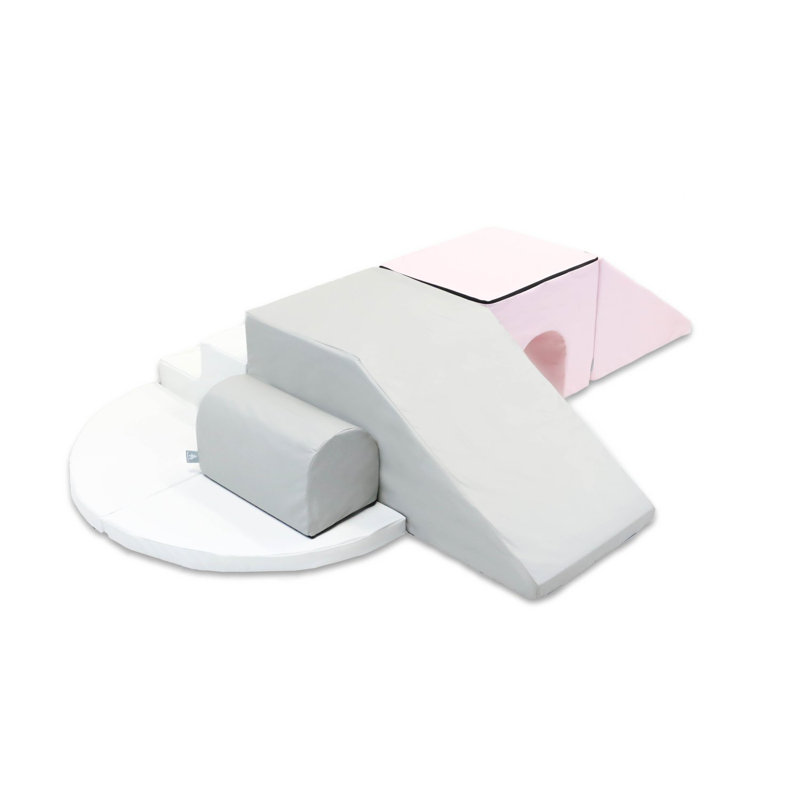 Adventure 7 Piece Playroom Play Set in Pink and White Wipeable Fabric, Pink, 16"Hx66"Wx61"D