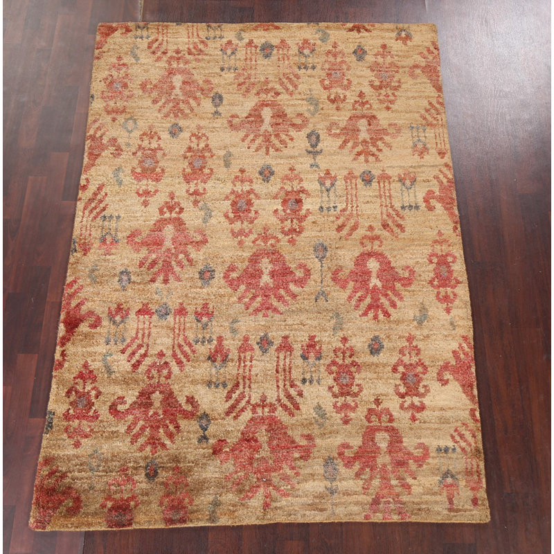 Tapis oriental intérieur / extérieur abstrait noué à la main 6 x 8
