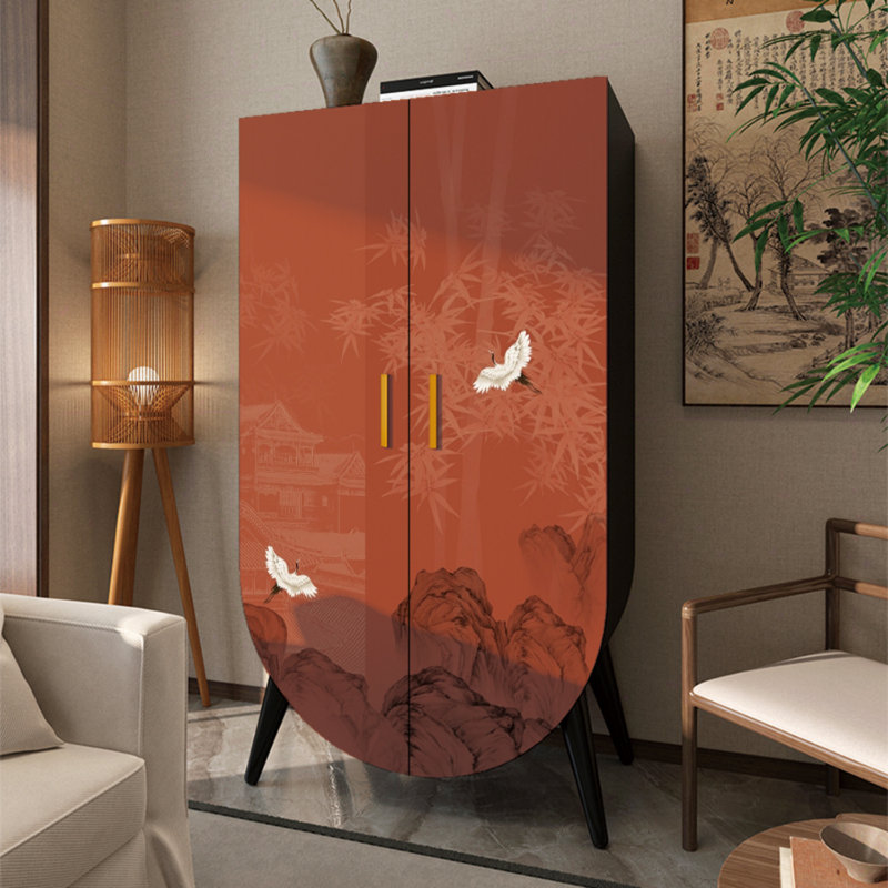 Armoire rétro à deux portes peintes en rouge