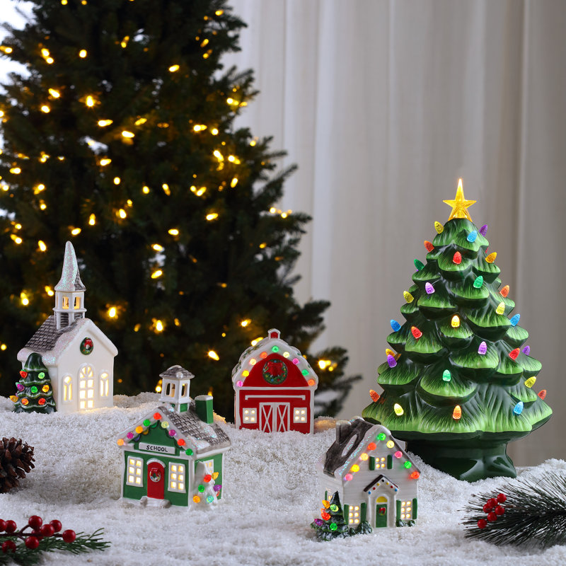 Mr. Christmas White Ceramic LED Church Figurine