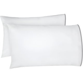 400TC Embroidery Cotton Sateen 4 Piece Sheet Set Fitted Sheet Fits Upto 16" Deep Pocket, King Sheet Set, Light Gray Border