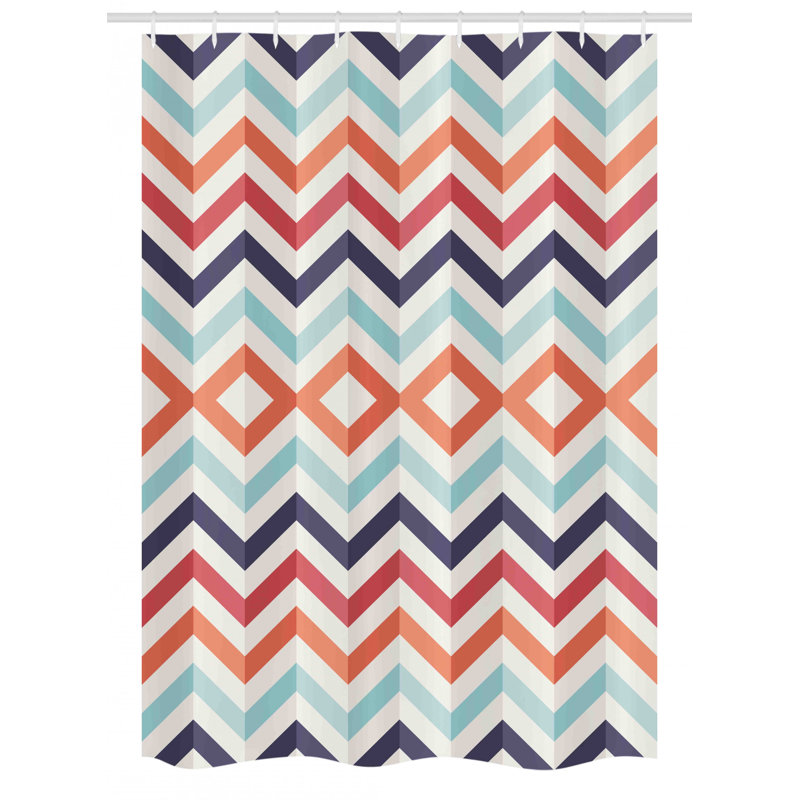 Chevron Shower Curtain with Hooks Included, 54" W x 78" L