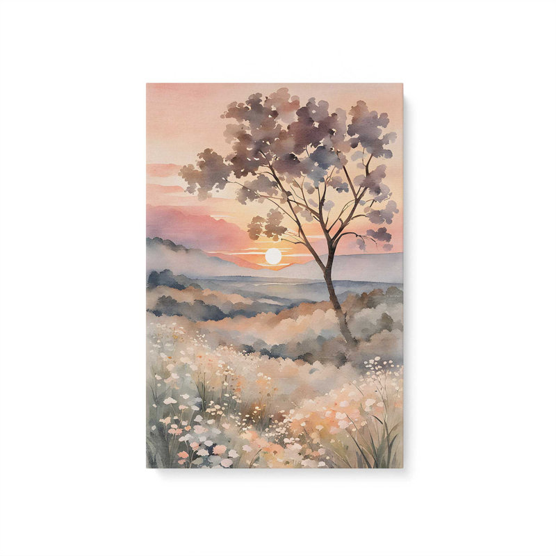 «Sunset in Blooming Valley III», reproduction sur toile dans un cadre en érable, 12 po x 8 po, H 36 po x l 24 po x P 1,25 po