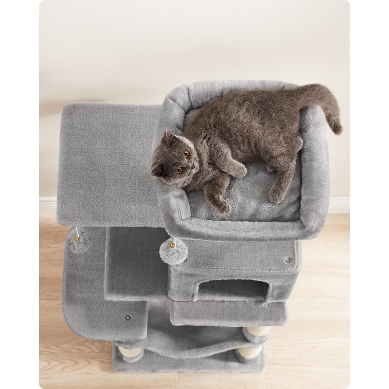 143 cm H Cat Tree / Condo, 112cm H x 62cm W x 46cm D, Light Grey