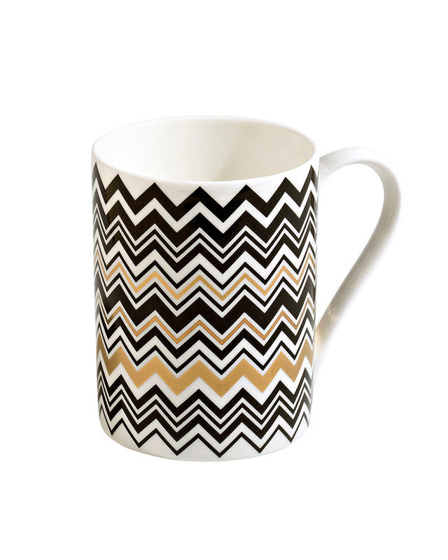 Missoni Mug Cup ZIG ZAG in Luxury Box Gold diam. 3in, H 3.9in, cap. 12.5 oz
