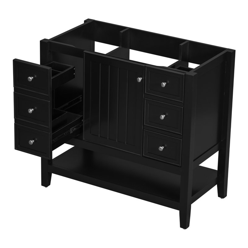 Rynleigh 35.5" Single Bathroom Vanity Base Only, Noir