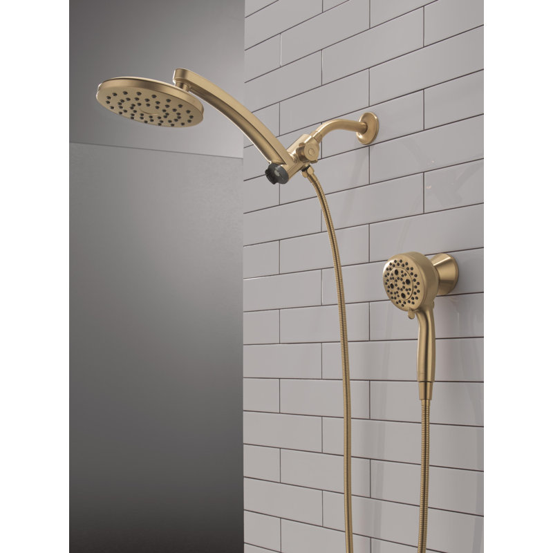 7-Setting PivotPro 3-in-1 Combination Shower Head with ProClean High Pressure Spray 2.5 GPM Brushed Gold