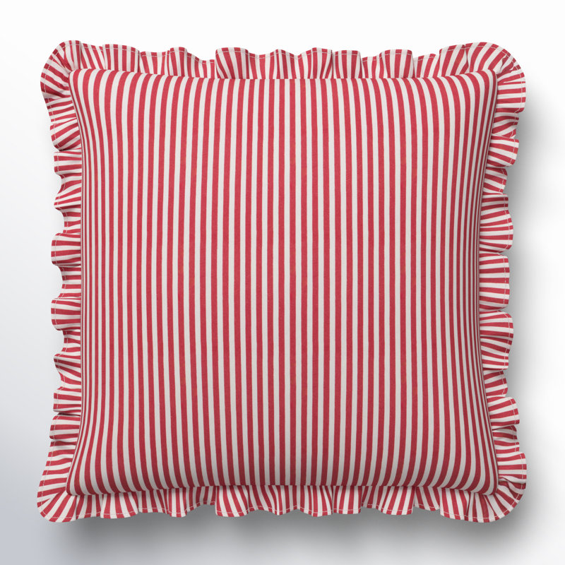 Coussin Aneatra, Duvet, 20 po x 20 po, Rayures rouges