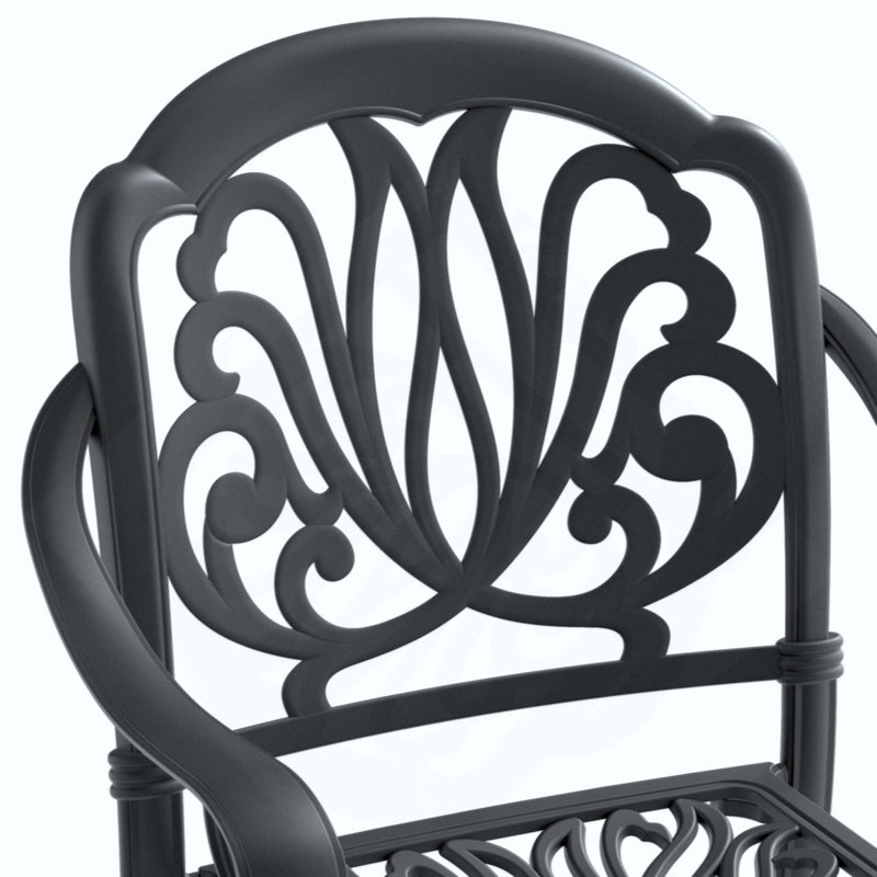 Ensemble de salle à manger 7 pièces en aluminium coulé toutes saisons comprenant 2 chaises pivotantes, 4 chaises et une table rectangulaire avec cadre
